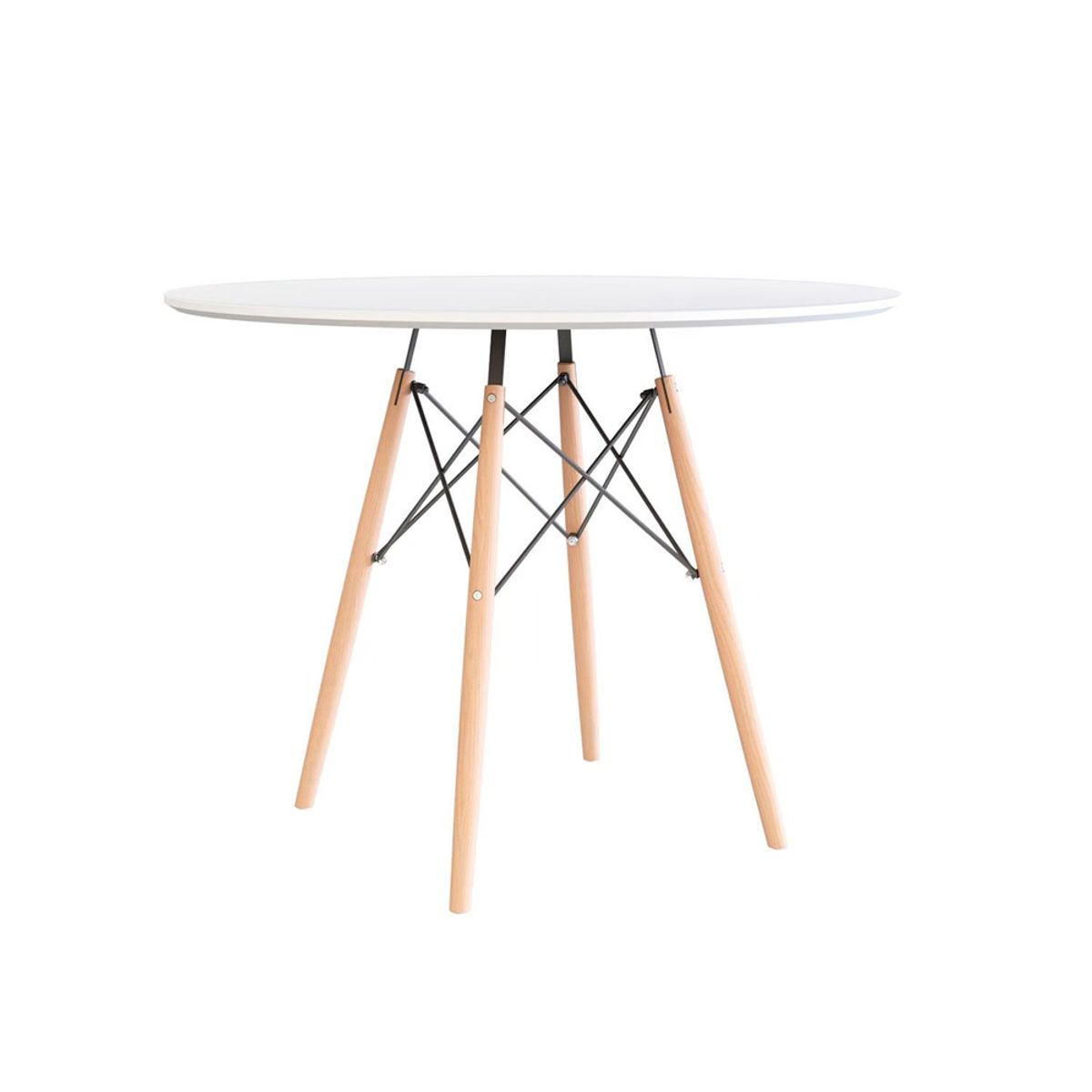 OFIDEAS - Mesa de Comedor Circular Eames 100 Cm Mdf Color Blanco Ofideas