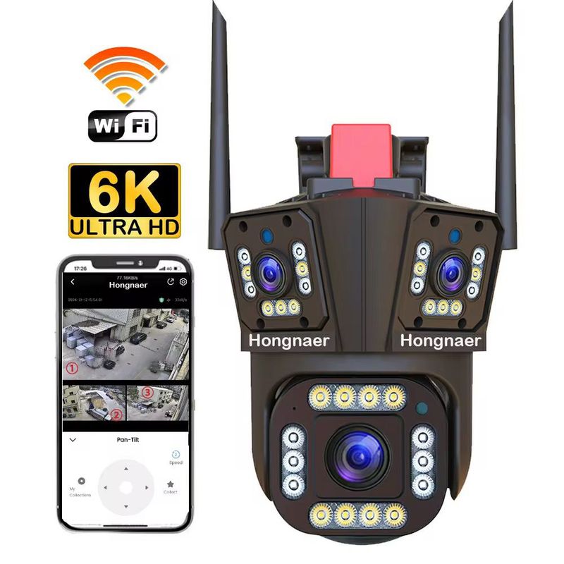 OEM - Cámara de seguridad Para Exteriores Wifi Triple Lente 360 PTZ UHD