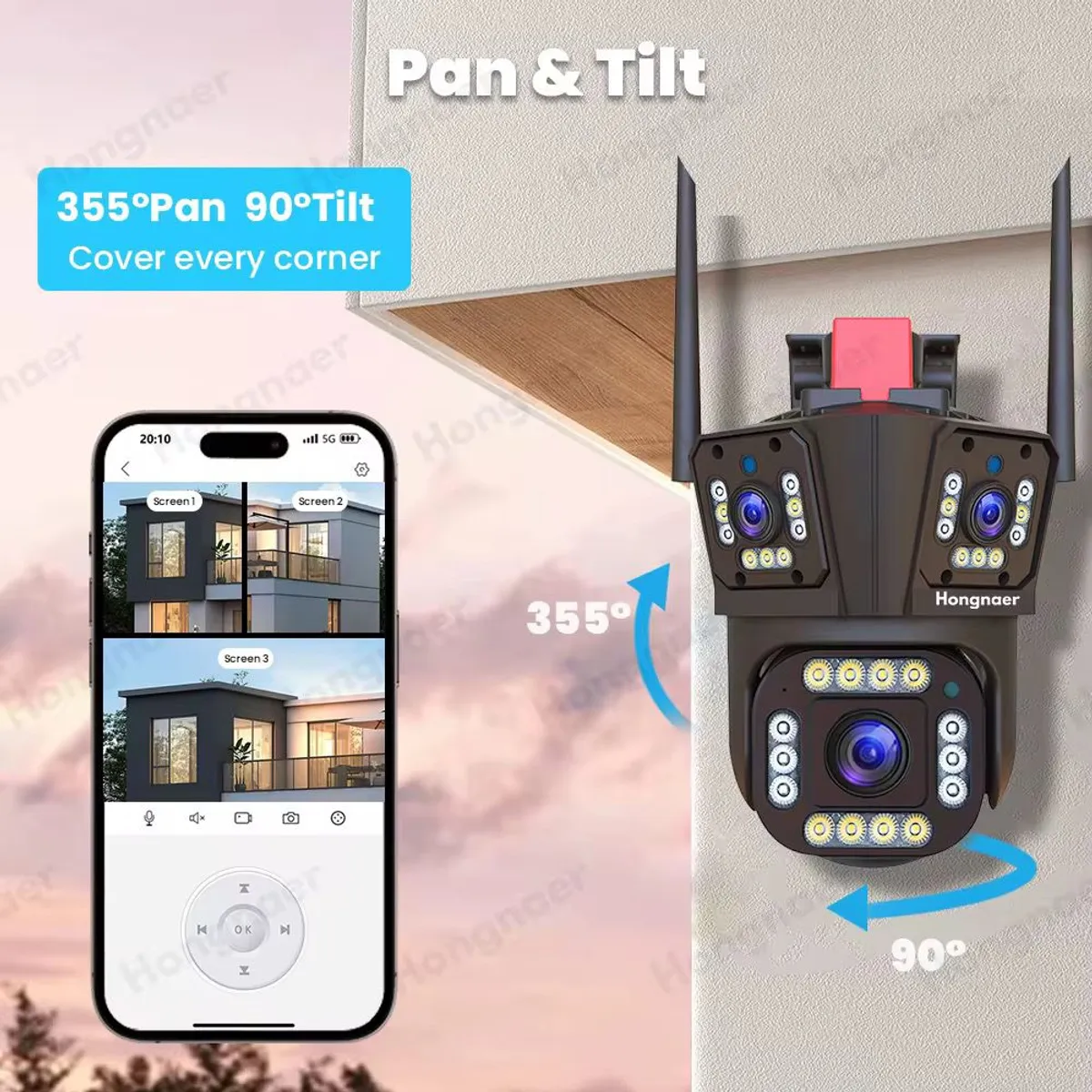 OEM - Cámara de seguridad Wifi Exteriores Triple Lente 6K UHD 360 PTZ