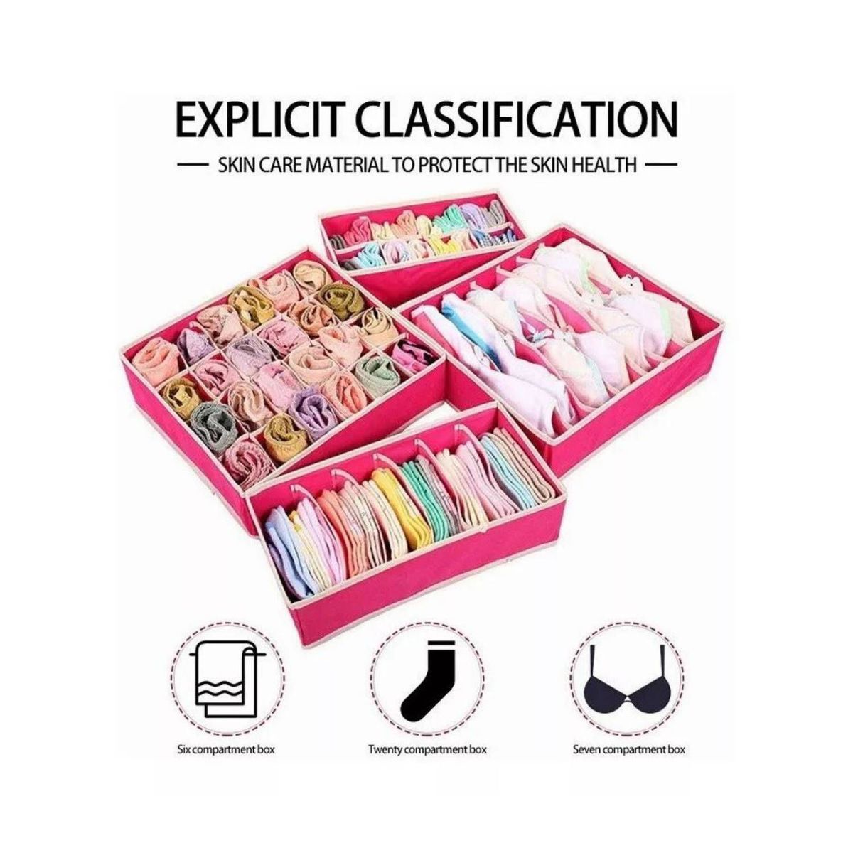 GENERICO - Juego De 4 Organizadores De Ropa Interior Para Cajón Closet