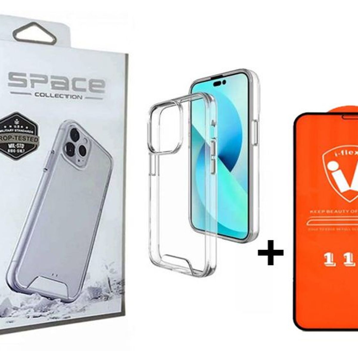 SPACE - Funda Space Iphone 12  Transparente con Mica 9H