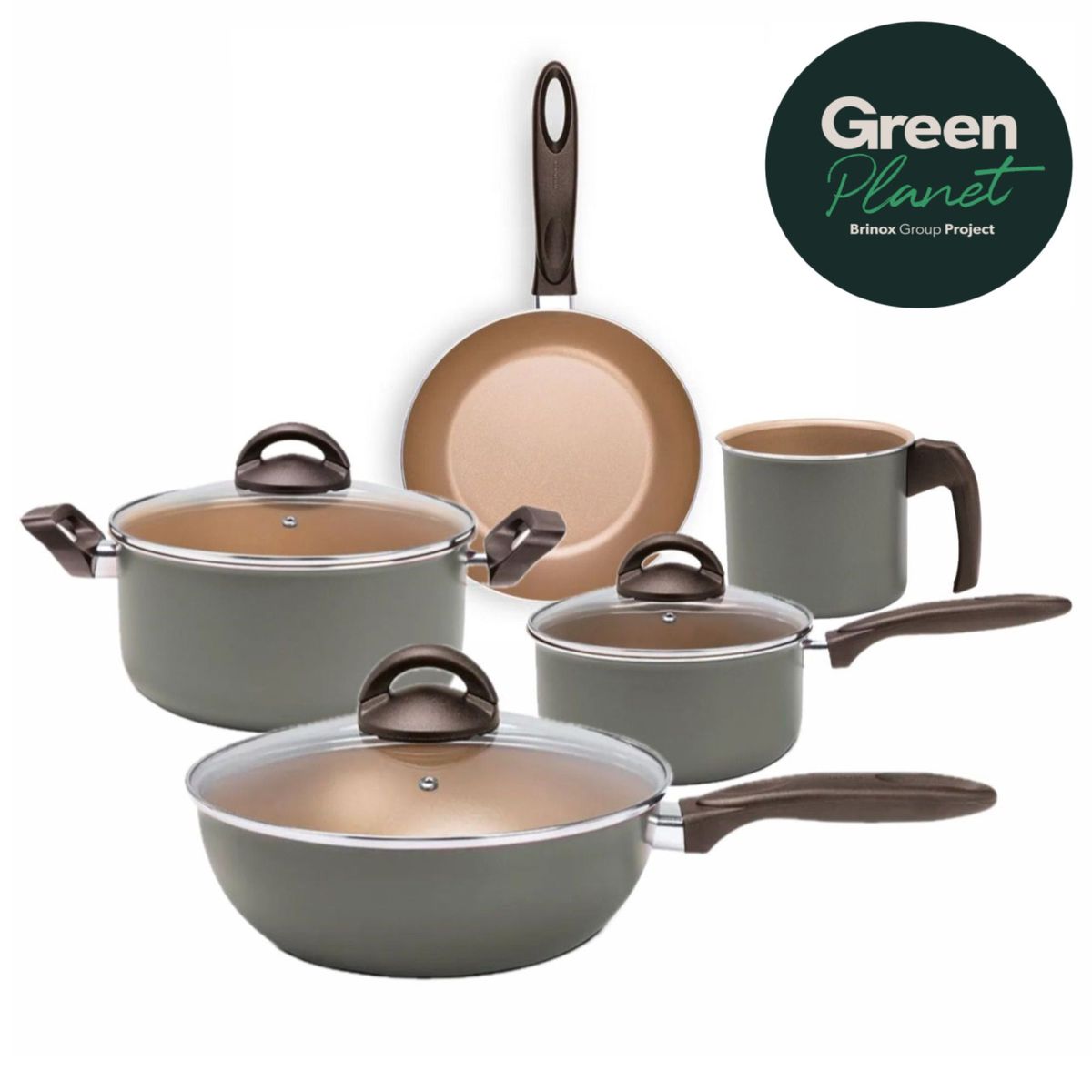 BRINOX - Juego de Ollas 8 Piezas Brinox Naturall Verde