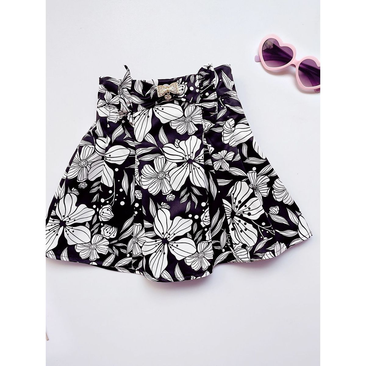 KIDS MASHMELO - Falda Tableada con Broche de Lazo para Niña Kids Mashmelo