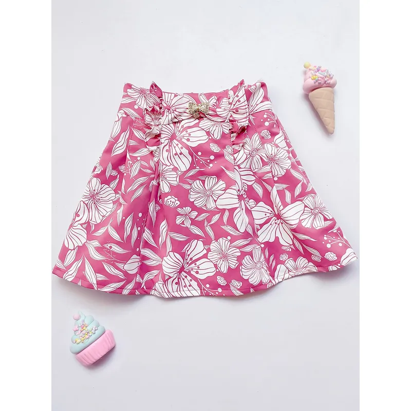 KIDS MASHMELO - Falda Tableada con Broche de Lazo para Niña Kids Mashmelo