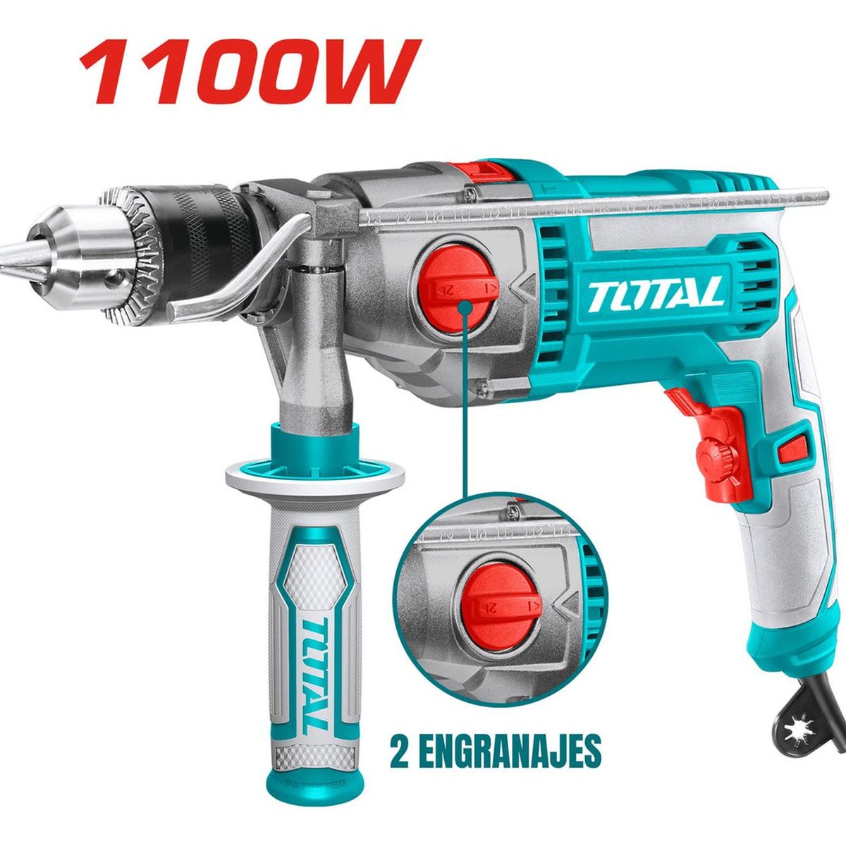 Taladro percutor 1100w industrial Total, marca TOTAL - Foto 2