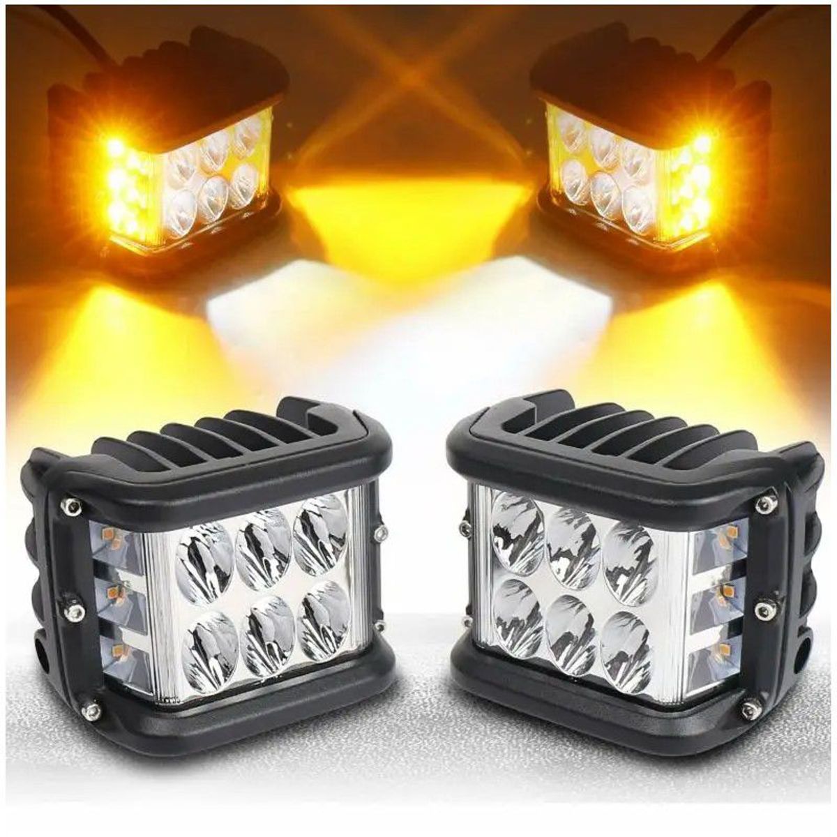 GENERICO - Faro Led Blanco Con DRL Ambar Estrobos 4x4