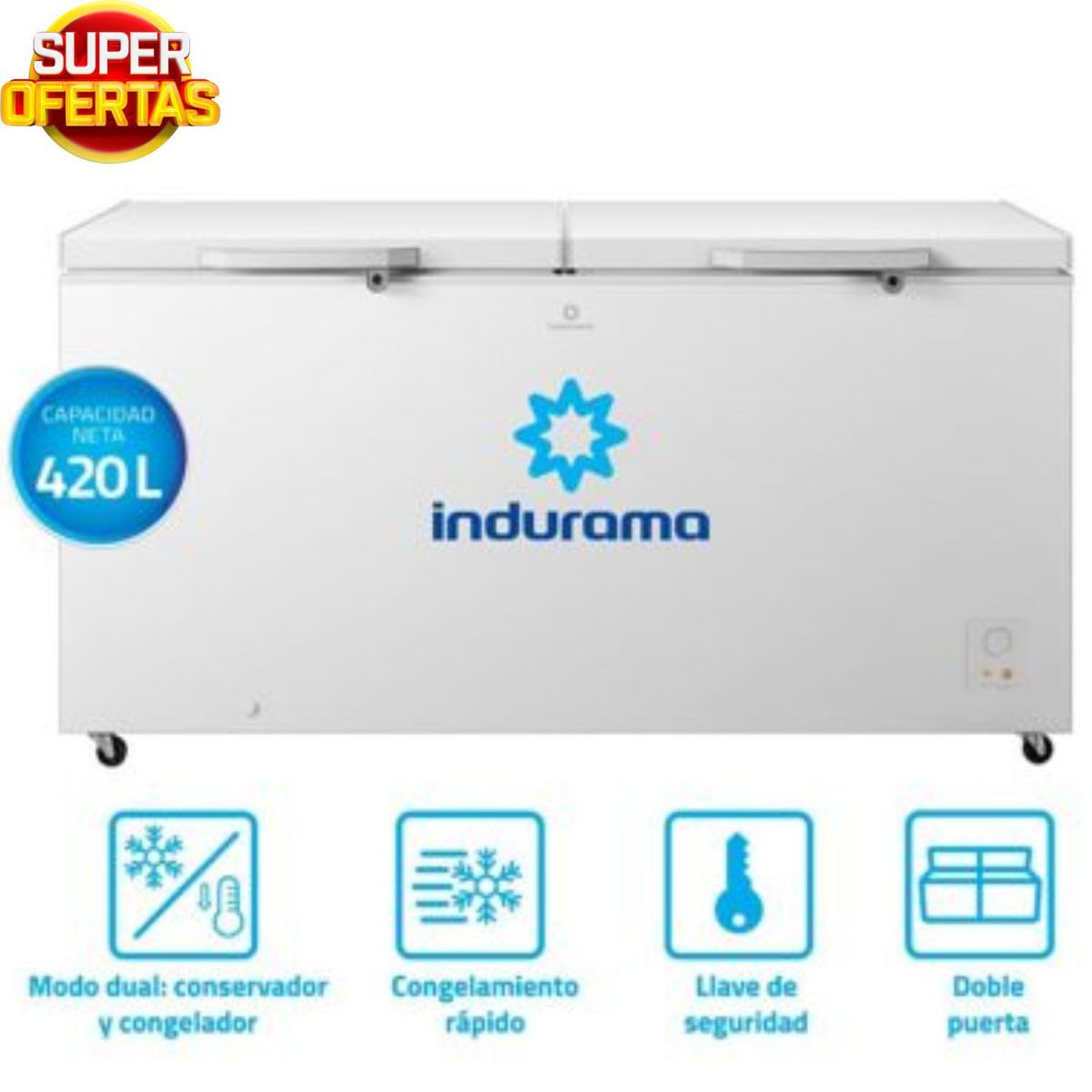 INDURAMA - Congeladora INDURAMA Defrost 420L Blanco CI-420BL
