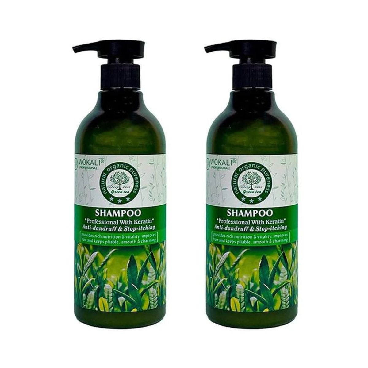 WOKALI - Pack de 2 Shampoo de Te Verde Wokaly de 550 ml