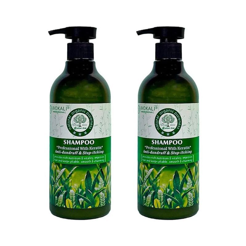 WOKALI - Pack de 2 Shampoo de Te Verde Wokaly de 550 ml