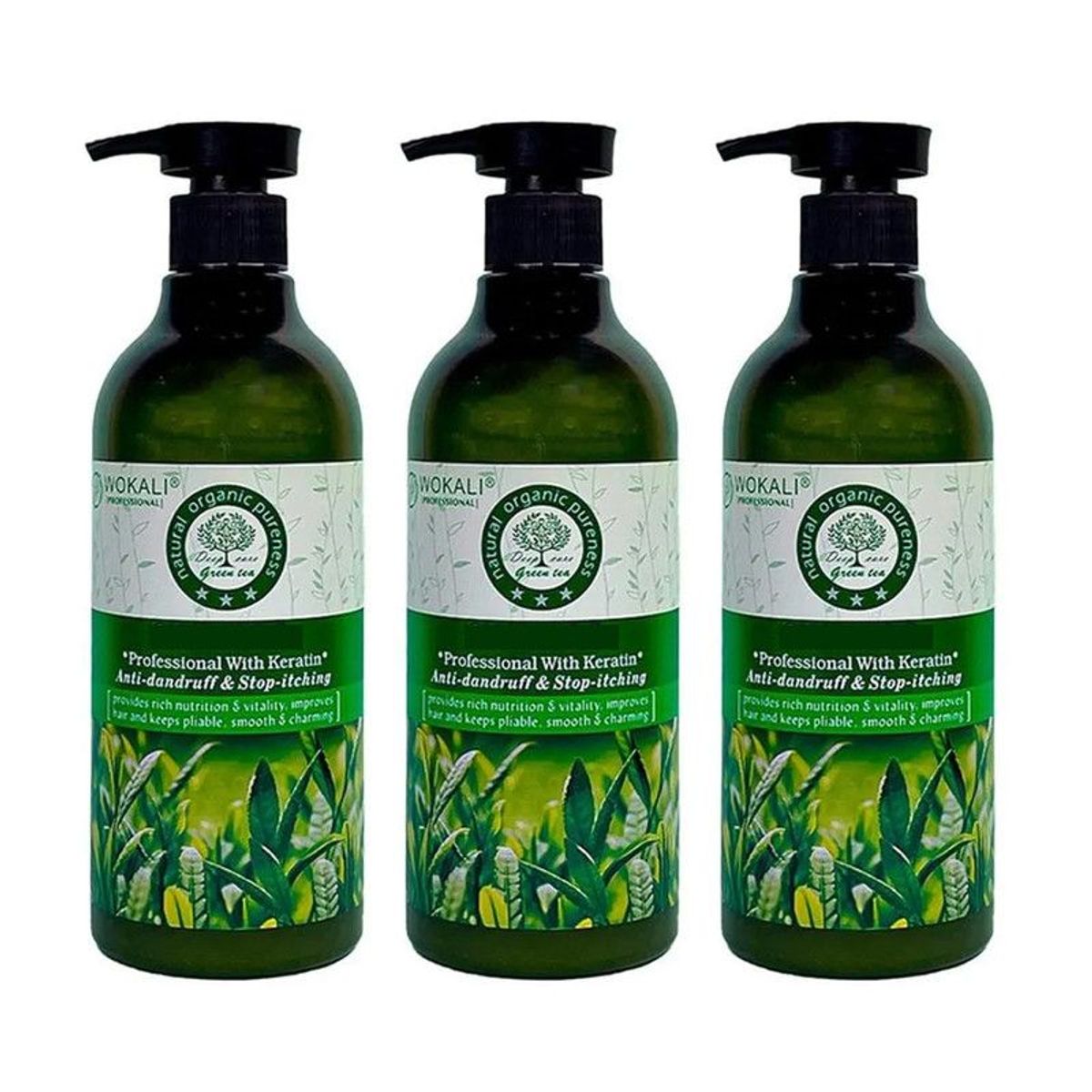 WOKALI - Pack de 3 Acondicionadores de Te Verde Wokaly de 550 ml