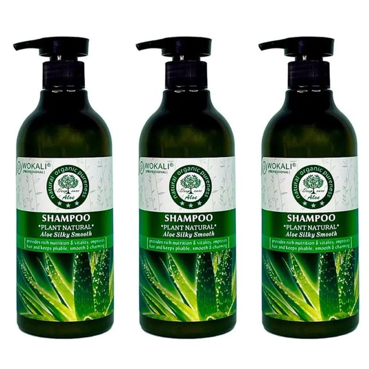 WOKALI - Pack de 3 Shampoo de Aloe Vera Wokaly de 550 ml