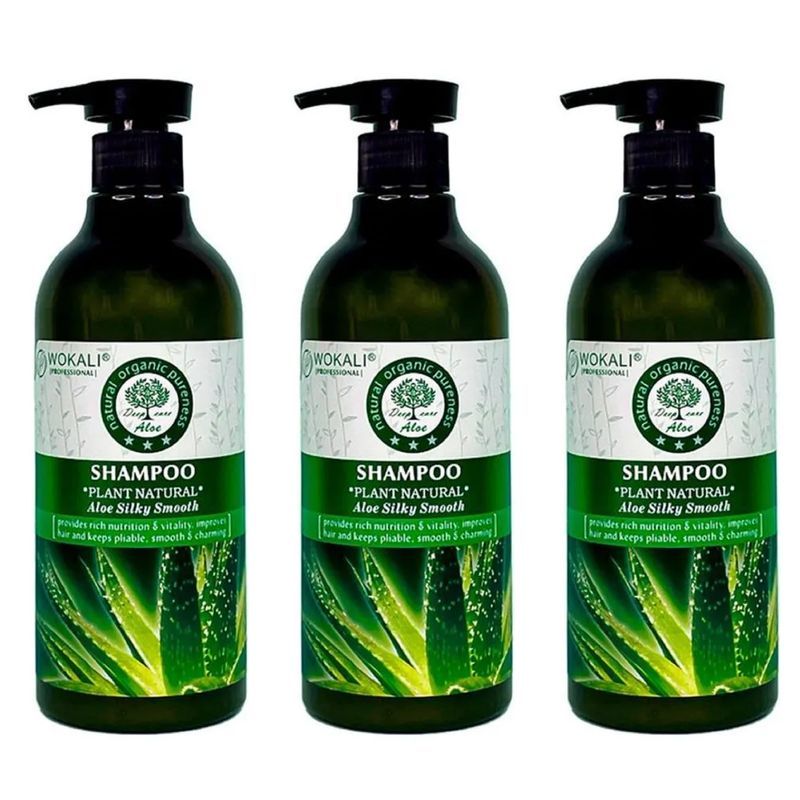 WOKALI - Pack de 3 Shampoo de Aloe Vera Wokaly de 550 ml