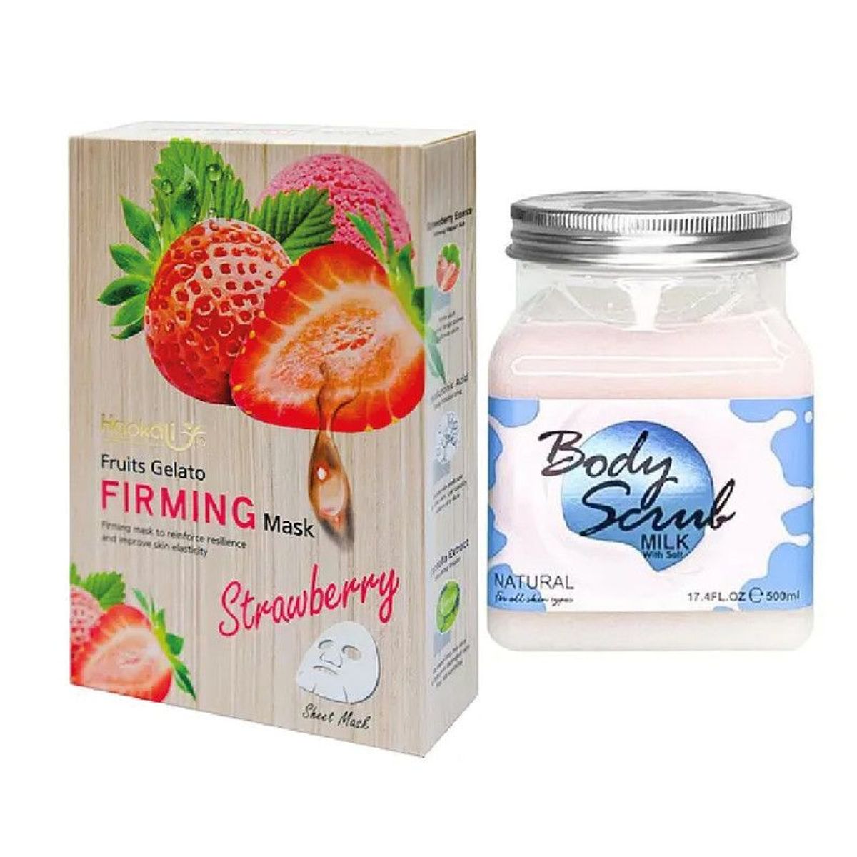 WOKALI - Pack de Mascarilla + Exfoliante de Fresa y Leche Wokali