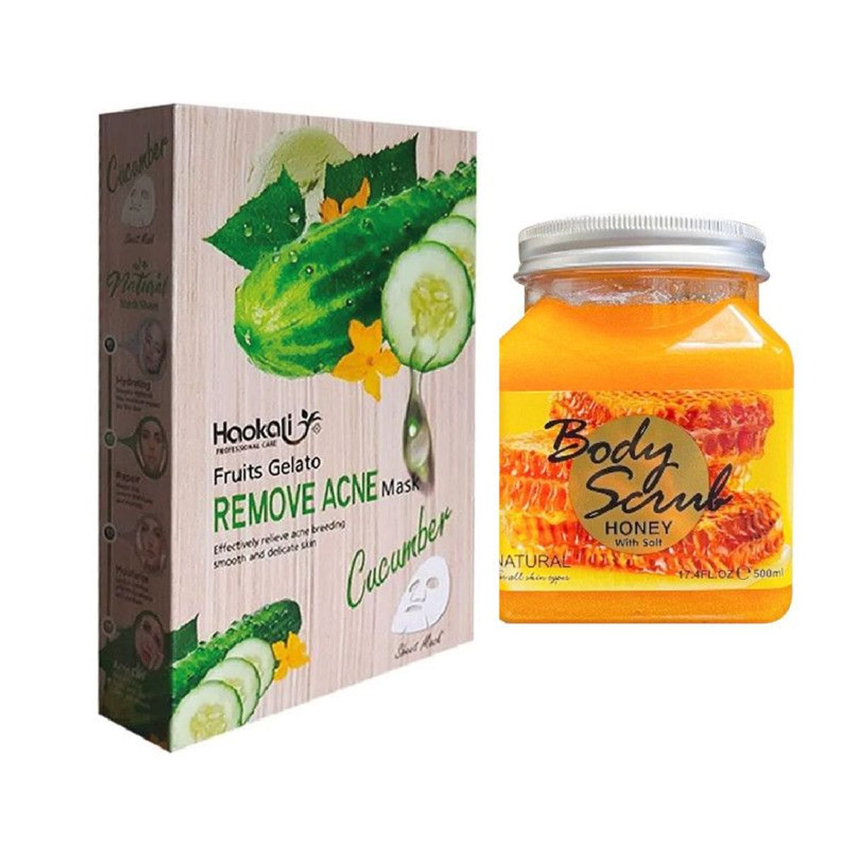 WOKALI - Pack de Mascarilla + Exfoliante de Pepino y Miel Wokali