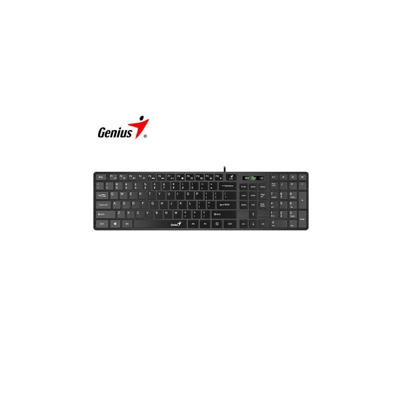 GENIUS - Teclado Cableado Genius Smart SLIMSTAR 126 USB Multimedia - Negro