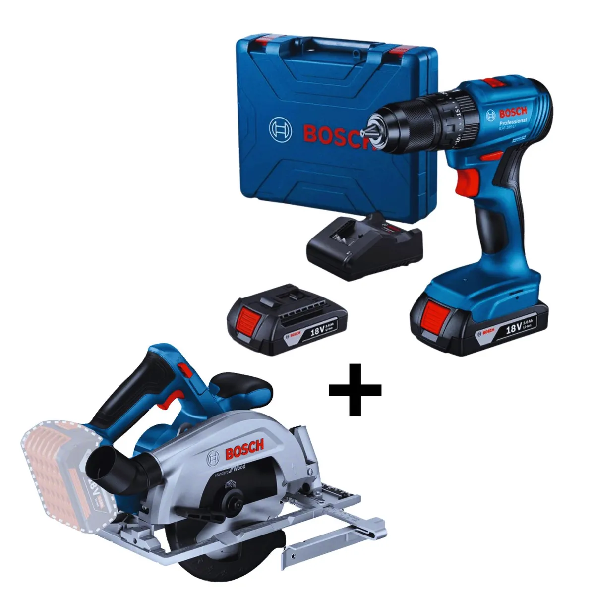 BOSCH - Taladro Atornillador Bosch GSR 185-LI 2 Bateria + Sierra GKS 185-LI