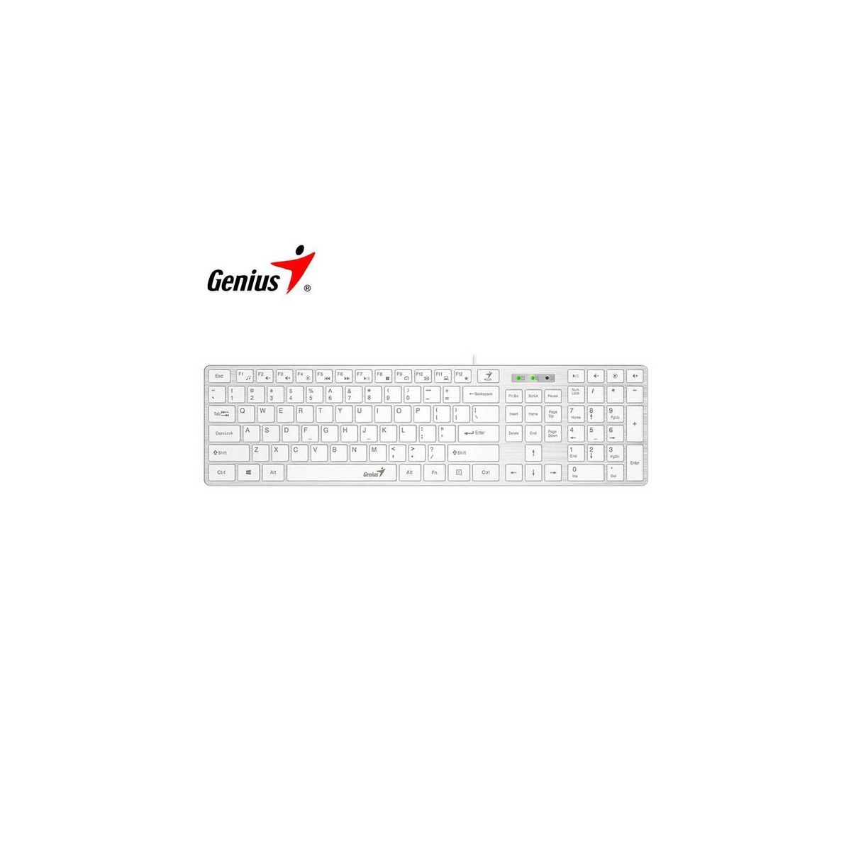 GENIUS - Teclado Cableado Genius Smart SLIMSTAR 126 USB Multimedia - Blanco