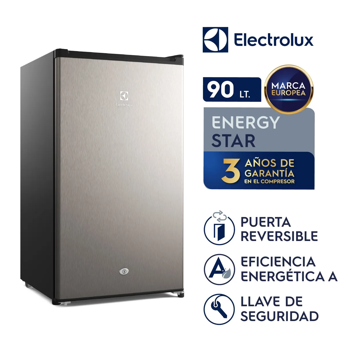 ELECTROLUX - Combo Frigobar x 90L ERD090G2HWG+A14278701-Tapers x10pzs Electrolux