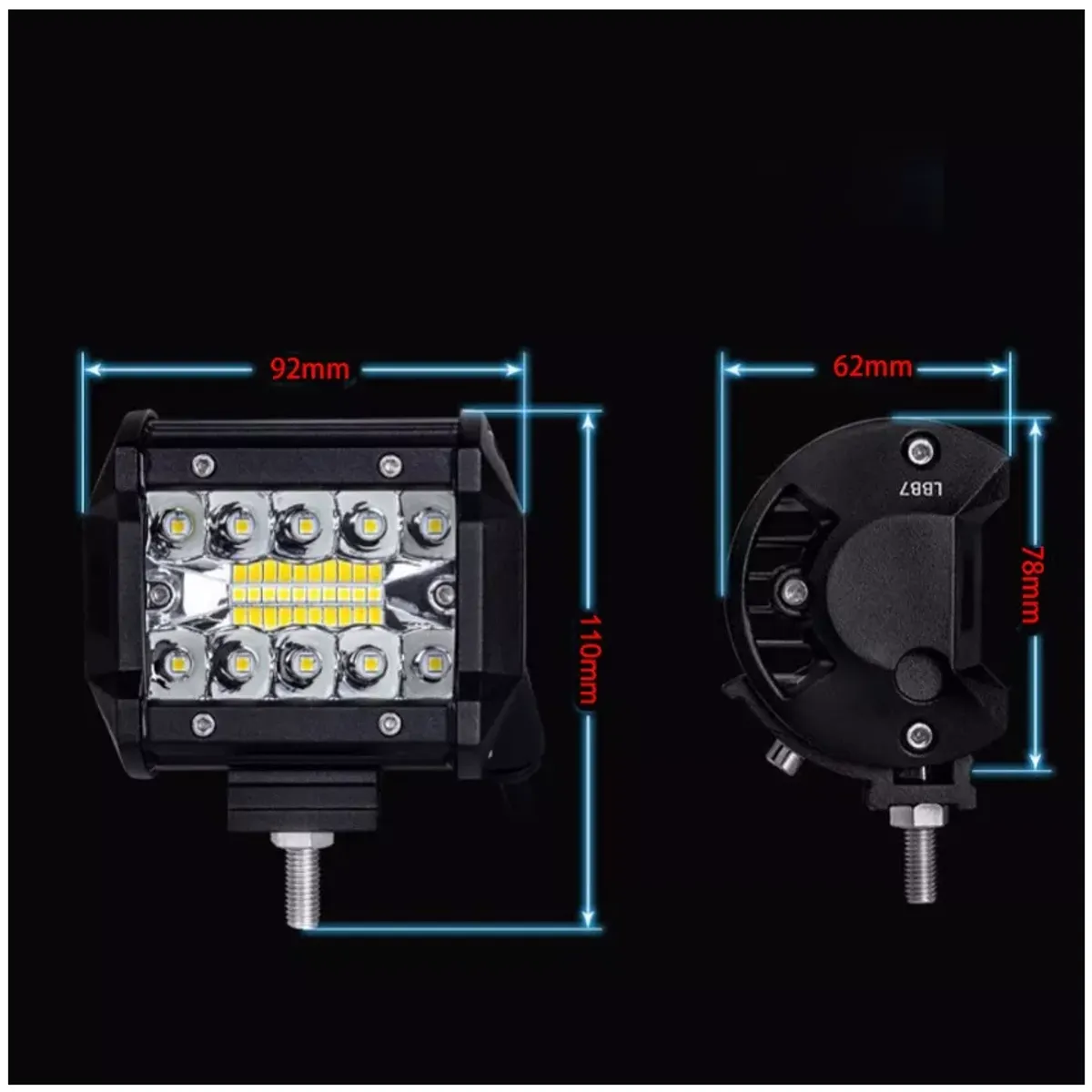 Par Luces Led  60W  Auxiliares Auto Moto 4x4, marca GENERICO - Foto 2