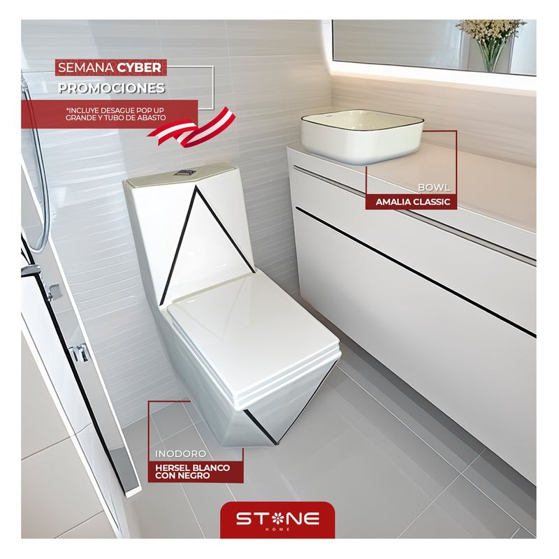 STONE - COMBO INODORO HERSEL BLANCO - AMALIA CLASIC STONE