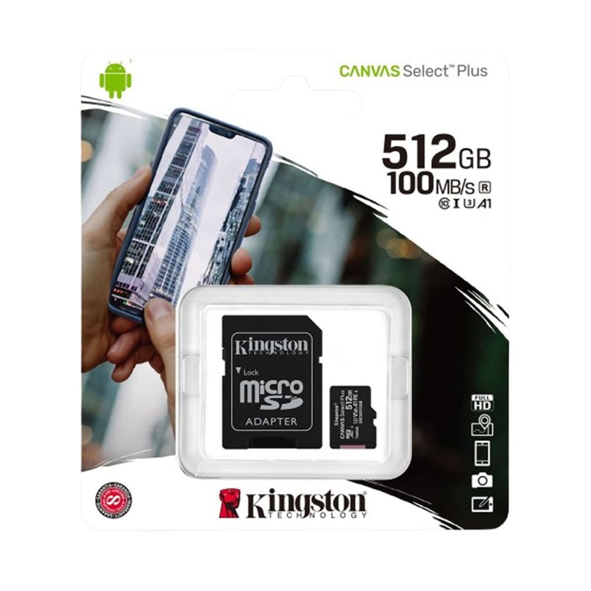 KINGSTON - Memoria Micro SD KINGSTON CANVAS 512GB Clase 10  100MBS