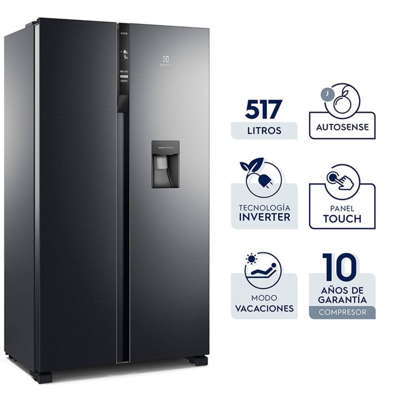 ELECTROLUX - Refrigerador Side by Side Electrolux ERSA53K2HVB INVERTER 514 litros black