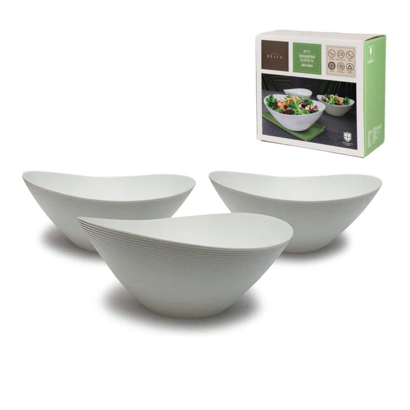 BELIA - Set de 3 Ensaladeras Belia  ECOVIDRIO