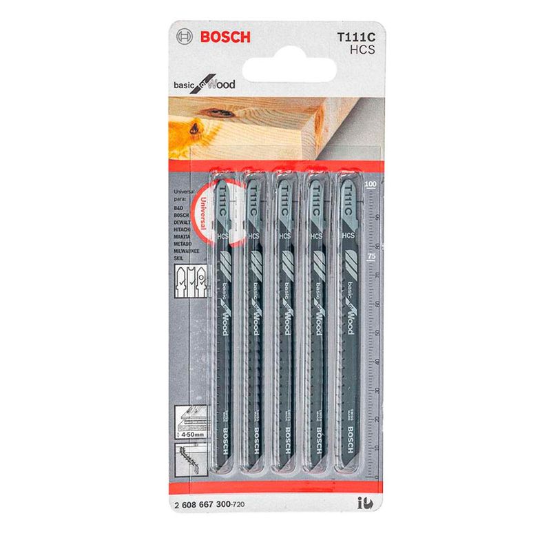 BOSCH - Sierra Calar Bosch T111Cx5 HCS Recto Grueso Básico Madera