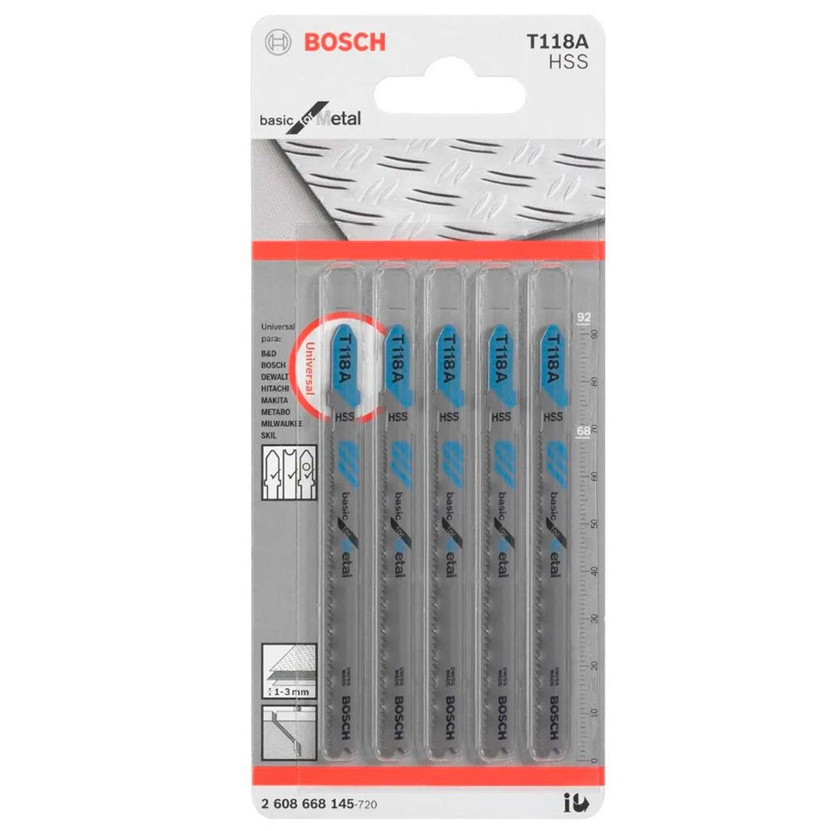 BOSCH - Sierra Calar Bosch T118Ax5 HSS Recto Fino Básico Metal