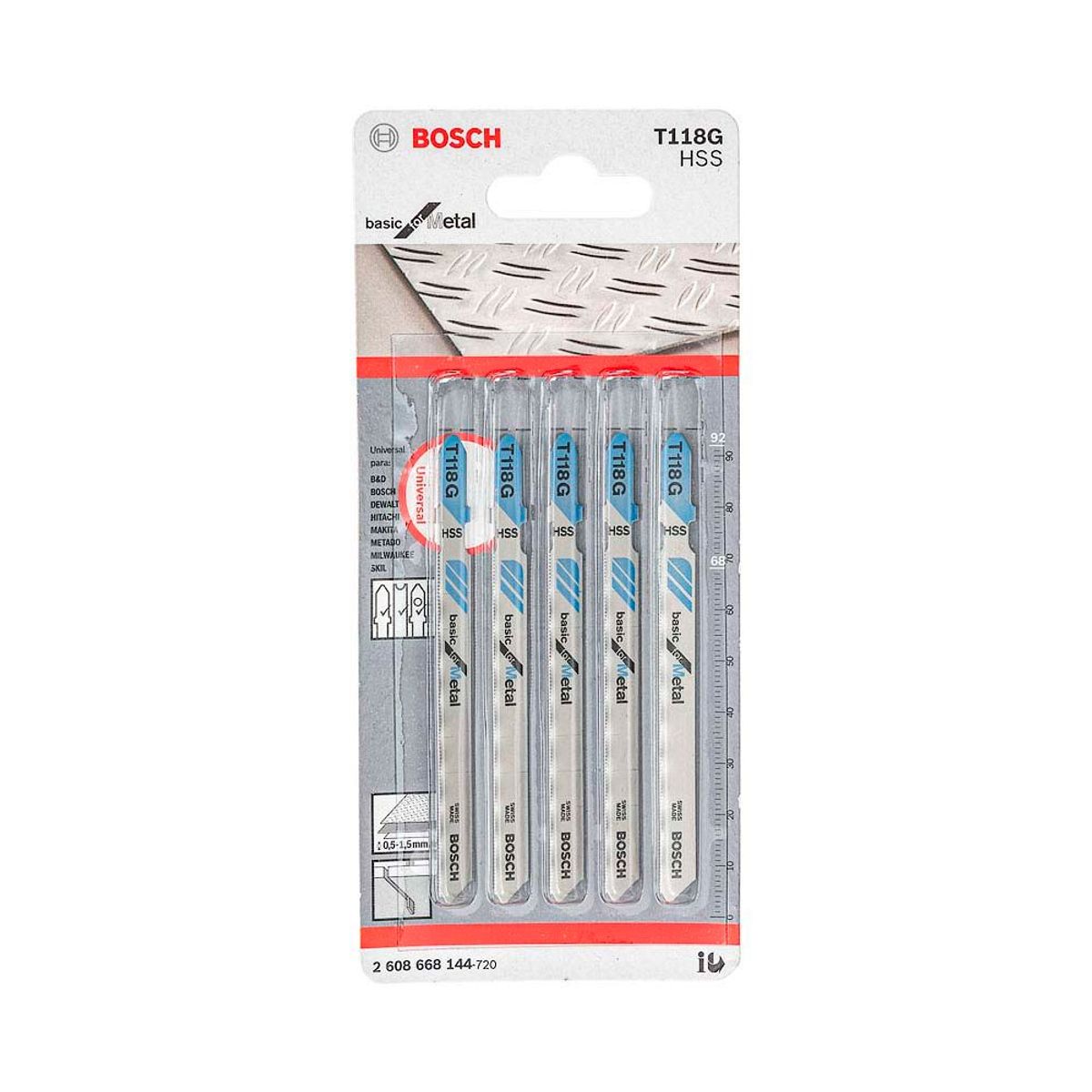 BOSCH - Sierra Calar Bosch T118Gx5 HSS Recto Fino Básico Metal