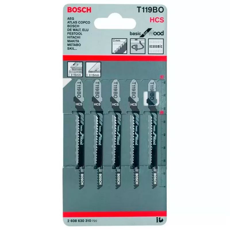 BOSCH - Sierra Calar Bosch T119BOx5 HSS Curvo Fino Básico Madera