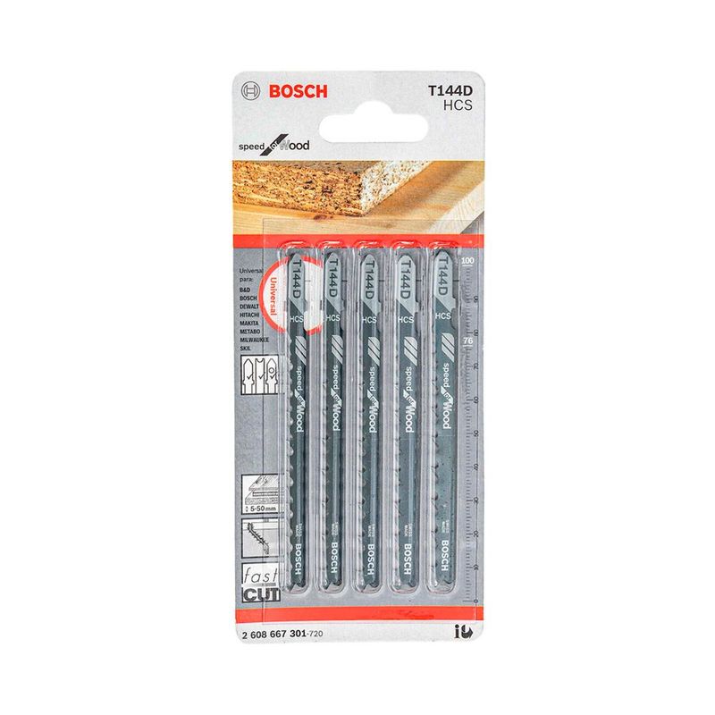 BOSCH - Sierra Calar Bosch T144Dx5 HCS Recto Grueso Rápido Madera