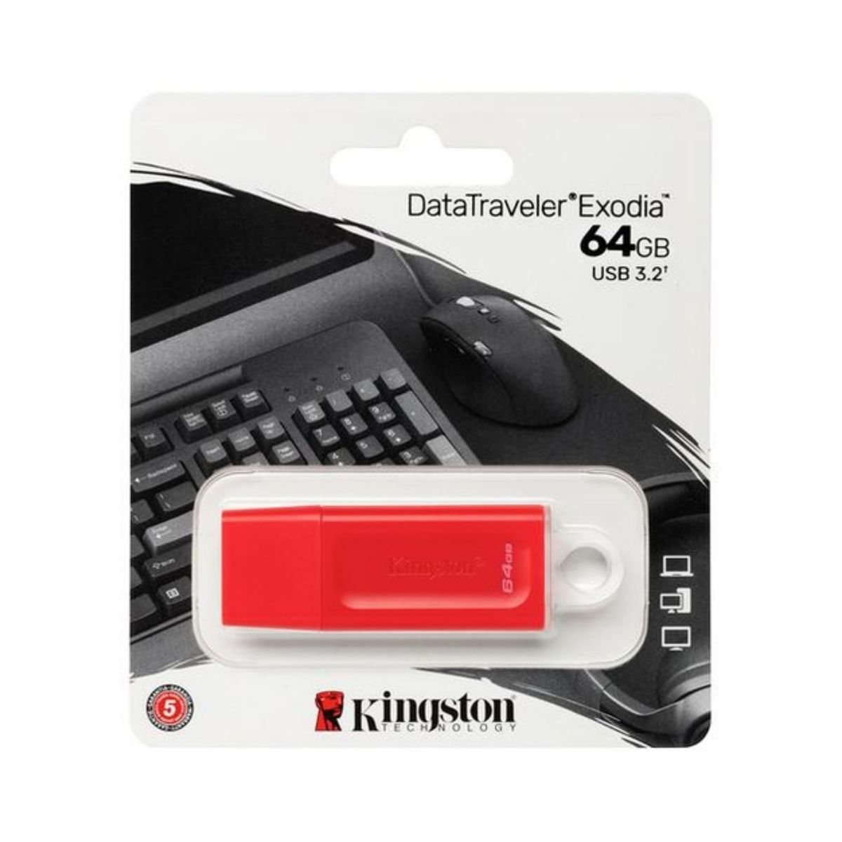 KINGSTON - Memoria Flash USB Kingston DataTraveler Exodia 64GB Rojo