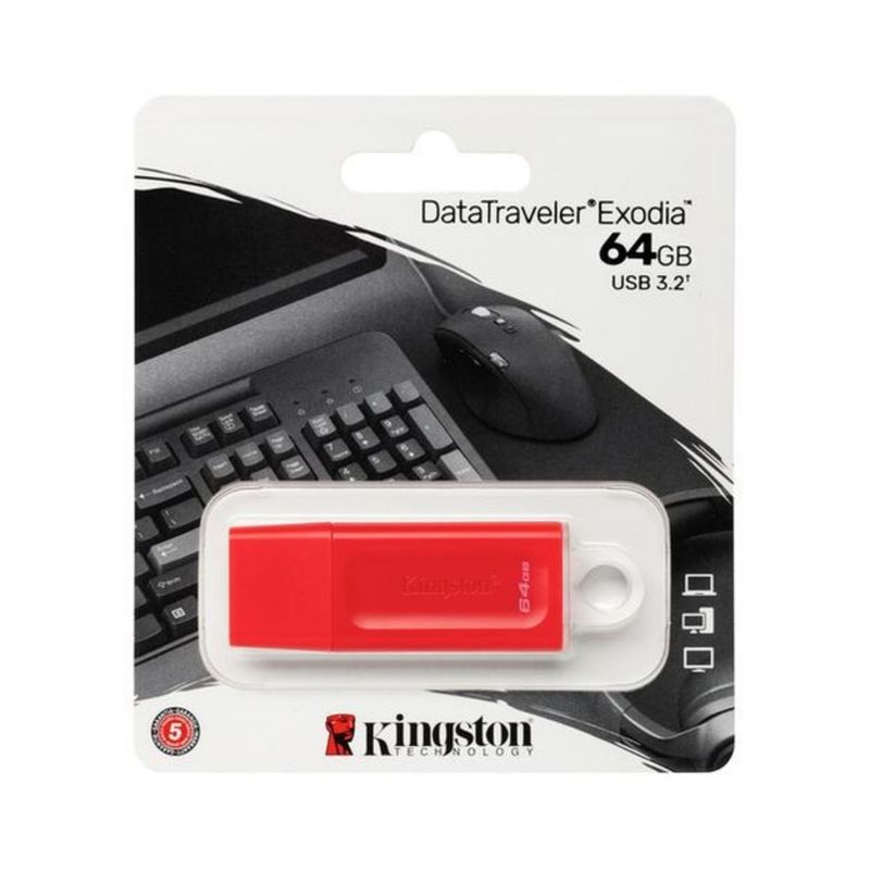 KINGSTON - Memoria Flash USB Kingston DataTraveler Exodia 64GB Rojo