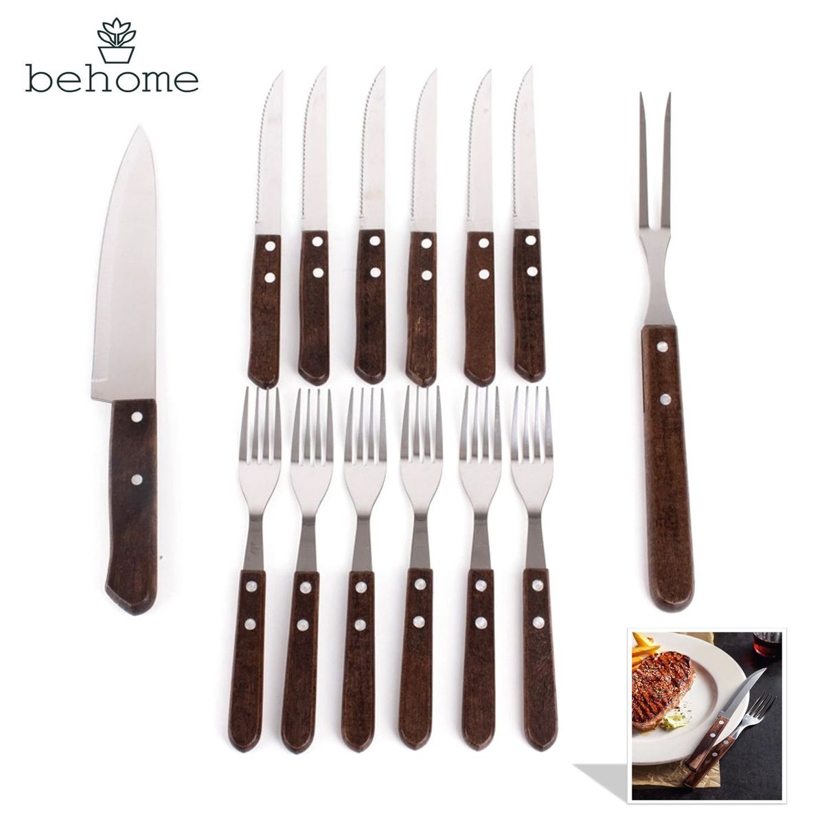 BEHOME - Cubiertos Parrilleros Behome 14 Piezas