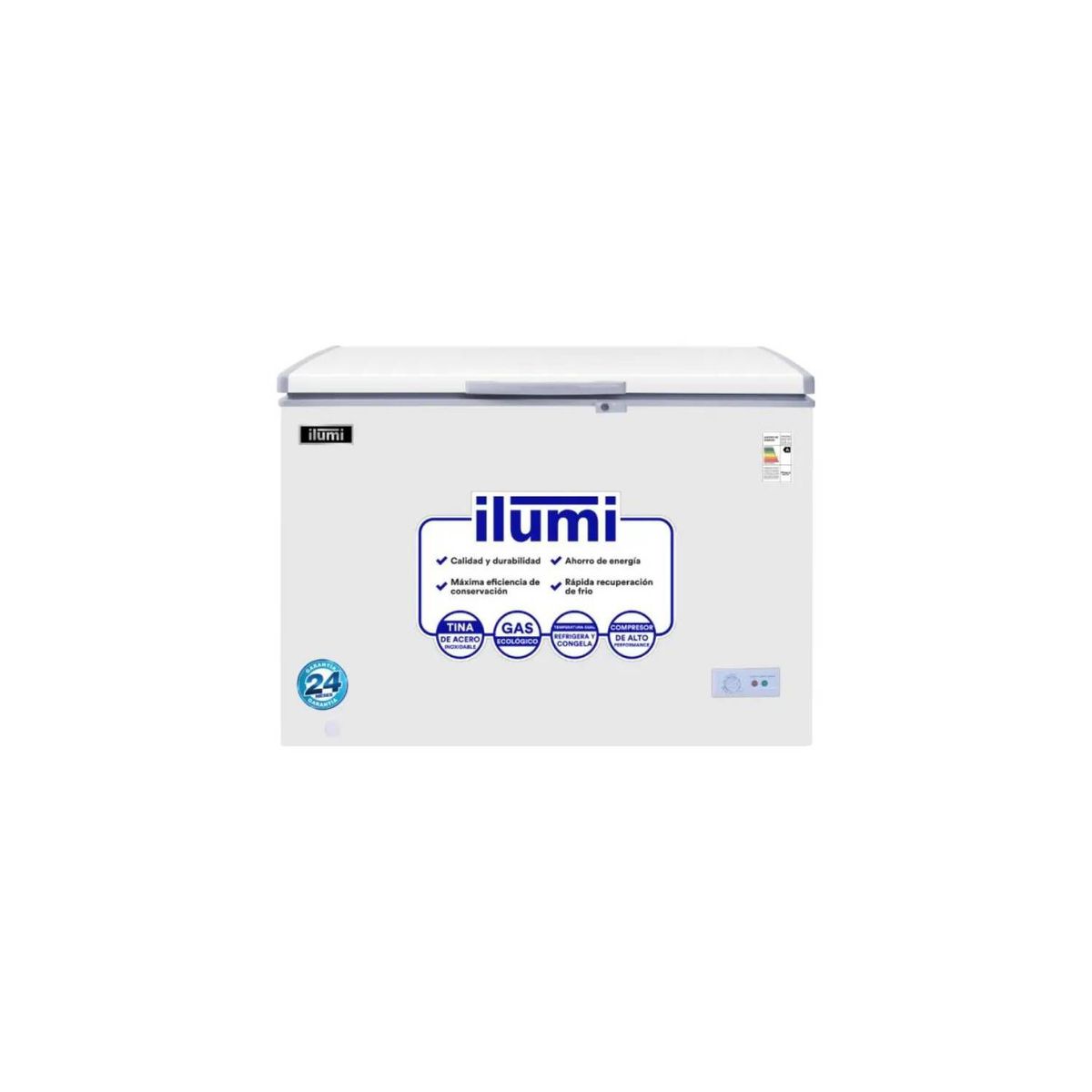 ILUMI - Congelador con tina de Acero Inoxidable de 340 litros - blanco