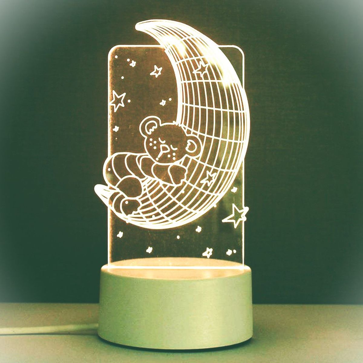 GENERICO - REGALO - LAMPARA 3D SIETE COLORES CON CAJA PARA PILAS Y CABLE USB