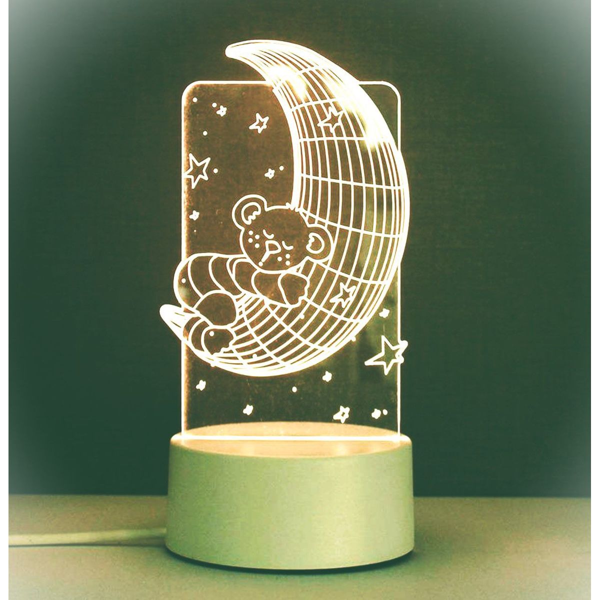 GENERICO - REGALO - LAMPARA 3D SIETE COLORES CON CAJA PARA PILAS Y CABLE USB