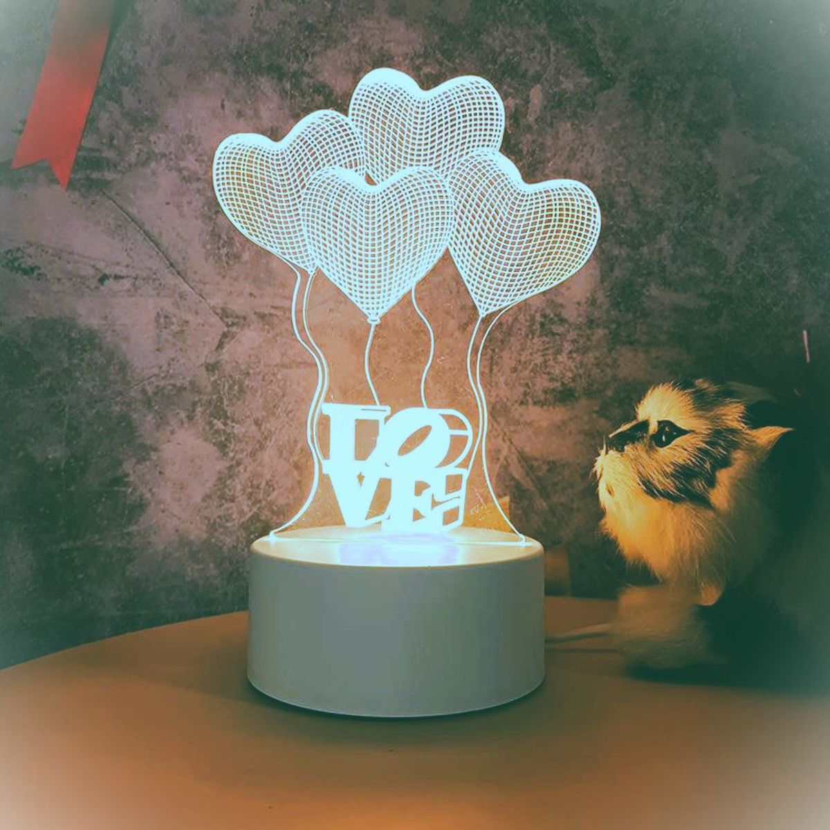 GENERICO - REGALO - LAMPARA 3D SIETE COLORES CON CAJA PARA PILAS Y CABLE USB