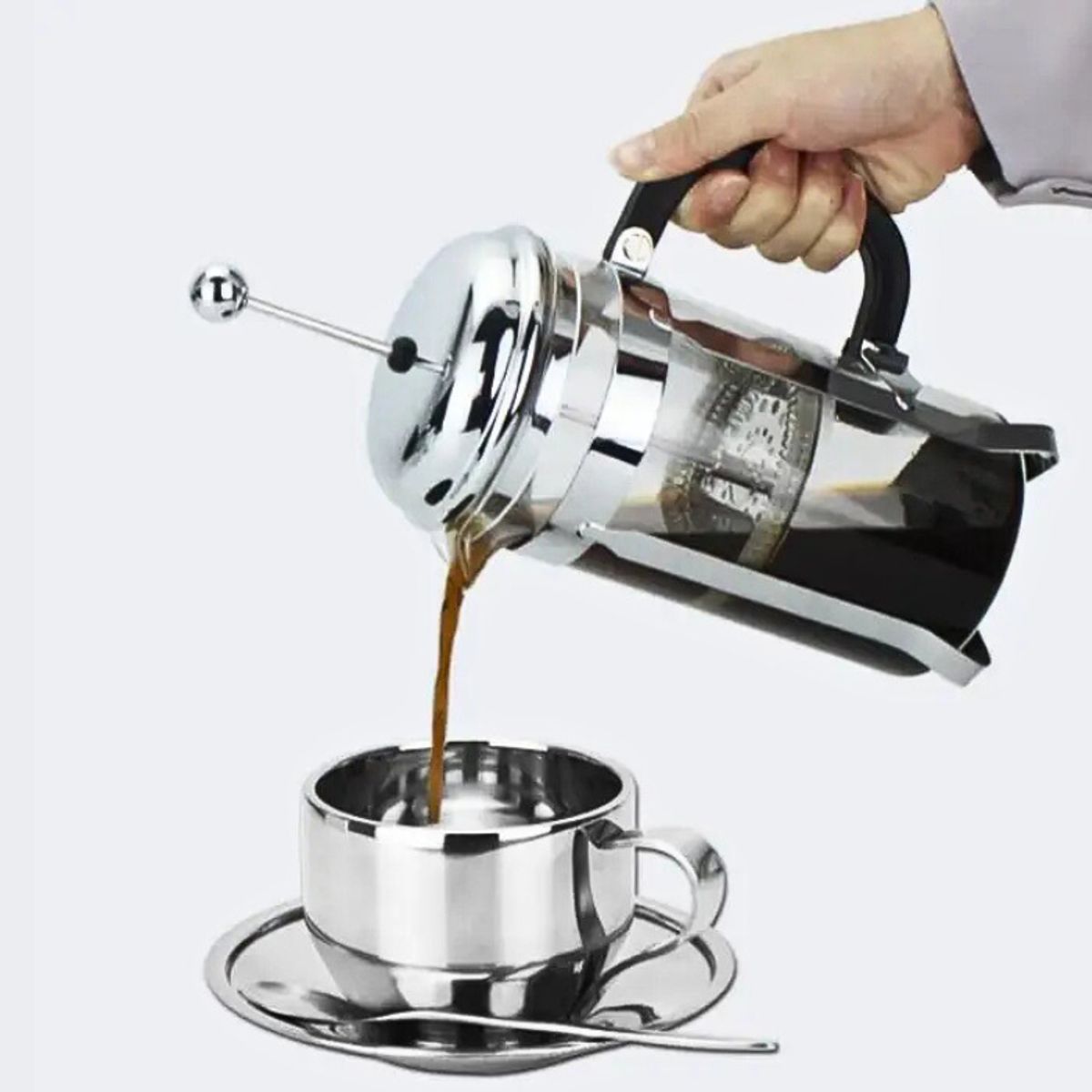 GENERICO - Cafetera prensa francesa plateada 350 ml