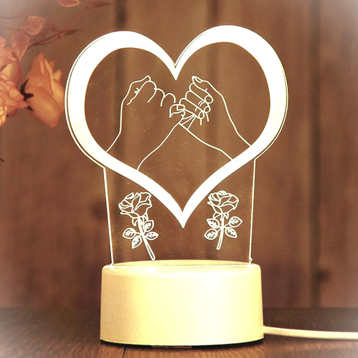 GENERICO - REGALO - LAMPARA 3D SIETE COLORES CON CAJA PARA PILAS Y CABLE USB