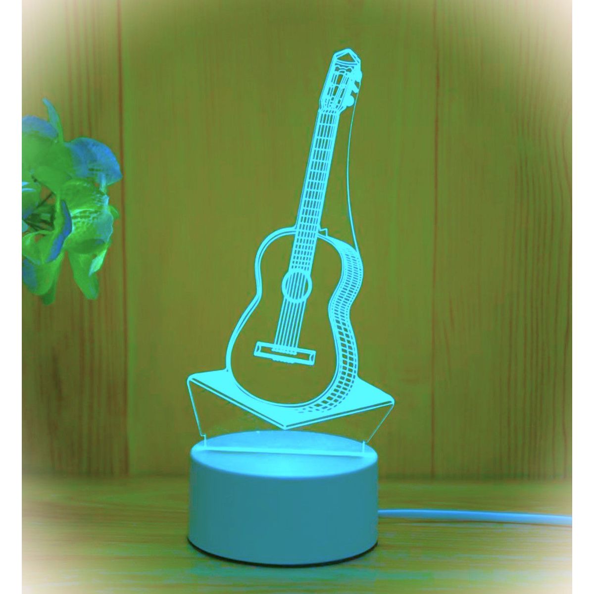 GENERICO - REGALO - LAMPARA 3D SIETE COLORES CON CAJA PARA PILAS Y CABLE USB