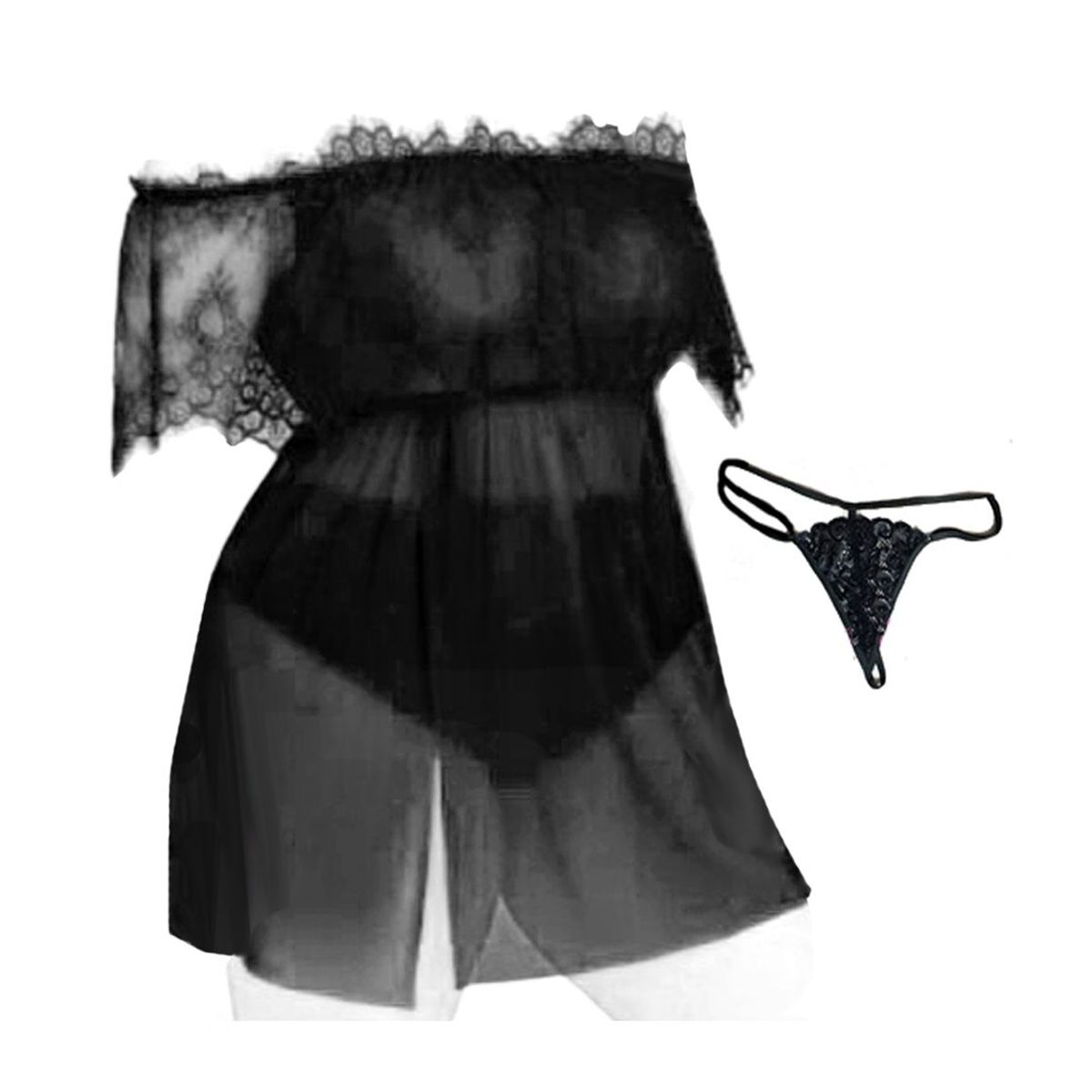 GENERICO - Babydoll Akane mas linda Tanga hilo Lencería Fina