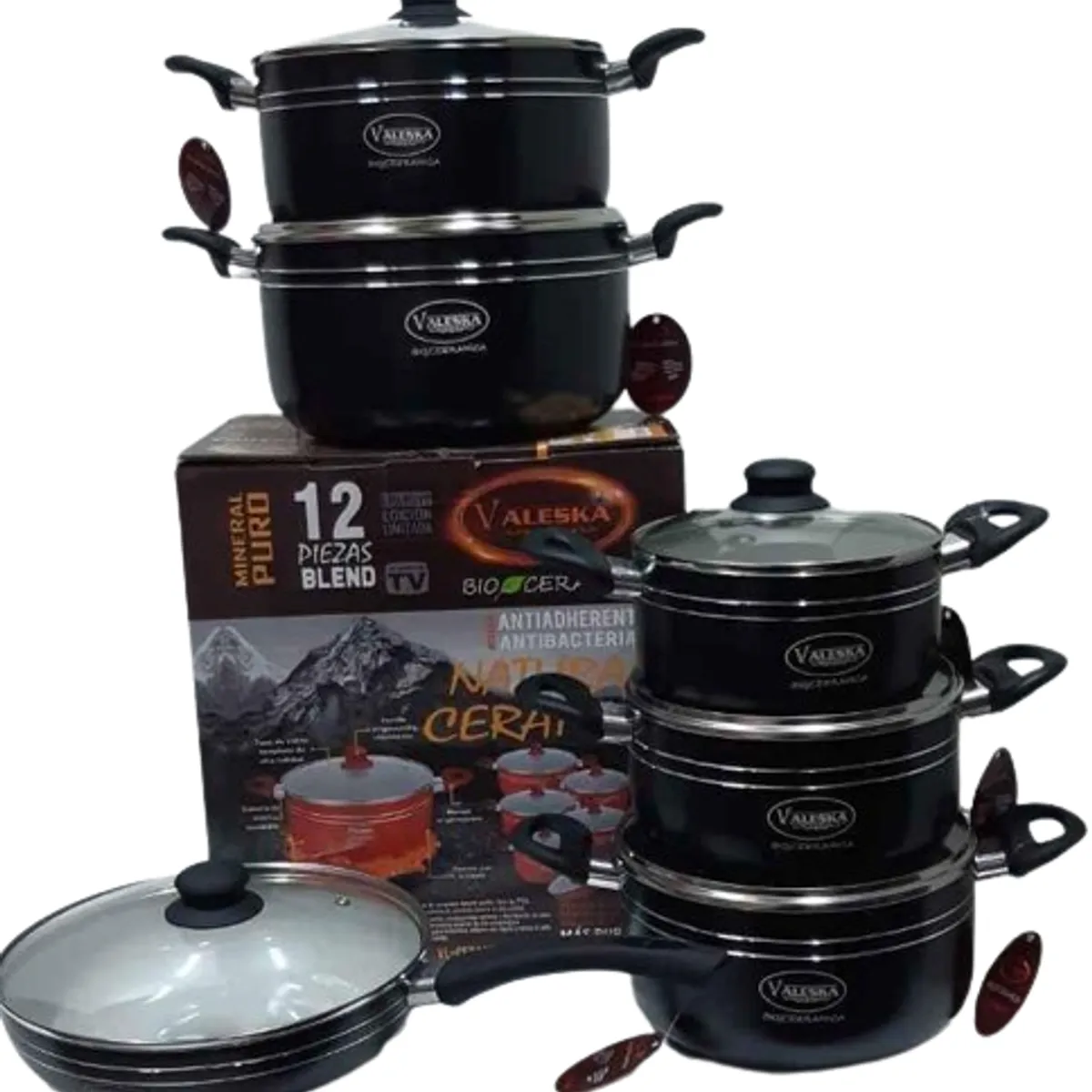 VALESKA - Juego de Ollas 12 Piezas Valeska