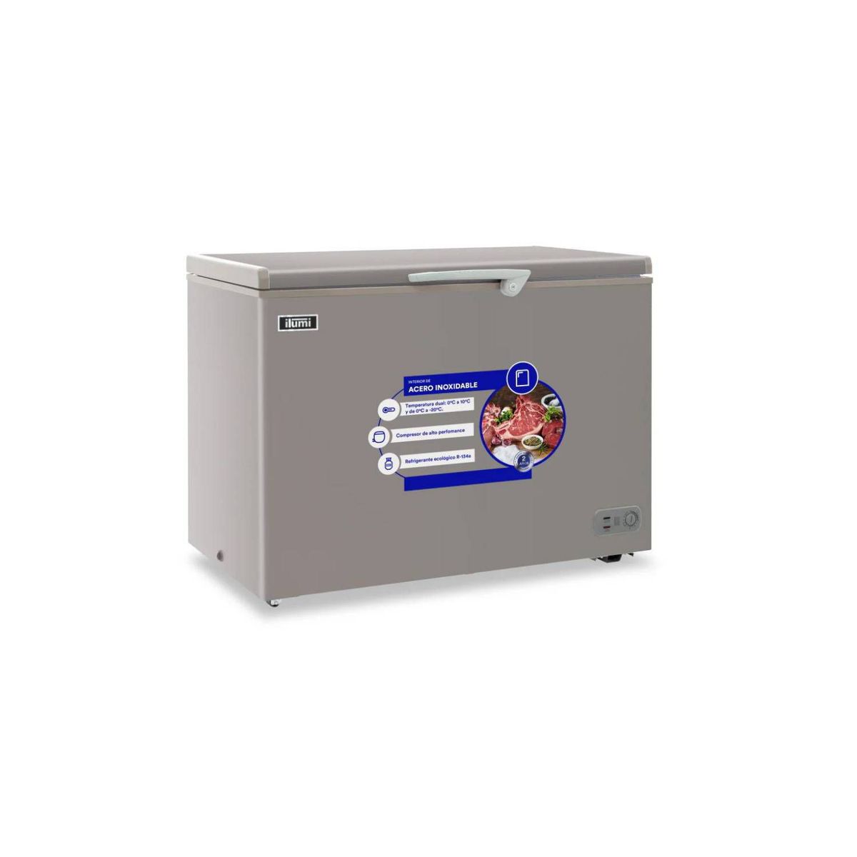ILUMI - Congelador con tina de Acero Inoxidable de 340 litros - gris
