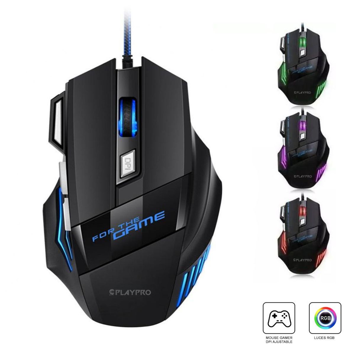 PLAYPRO - Mouse Gamer Playpro Usb Retroiluminado GR270031 RGB 3200dpi Negro