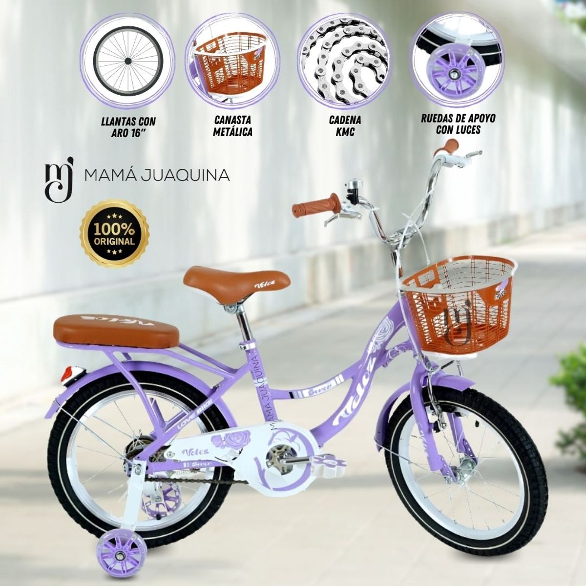 VELOX - Bicicleta Para Niña Aro 16 «LADY» Purple
