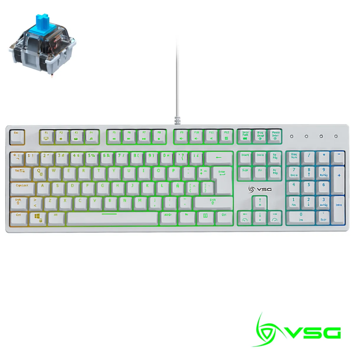 VSG - Teclado Mecánico Gamer VSG Alnilam Blanco Switch Azul
