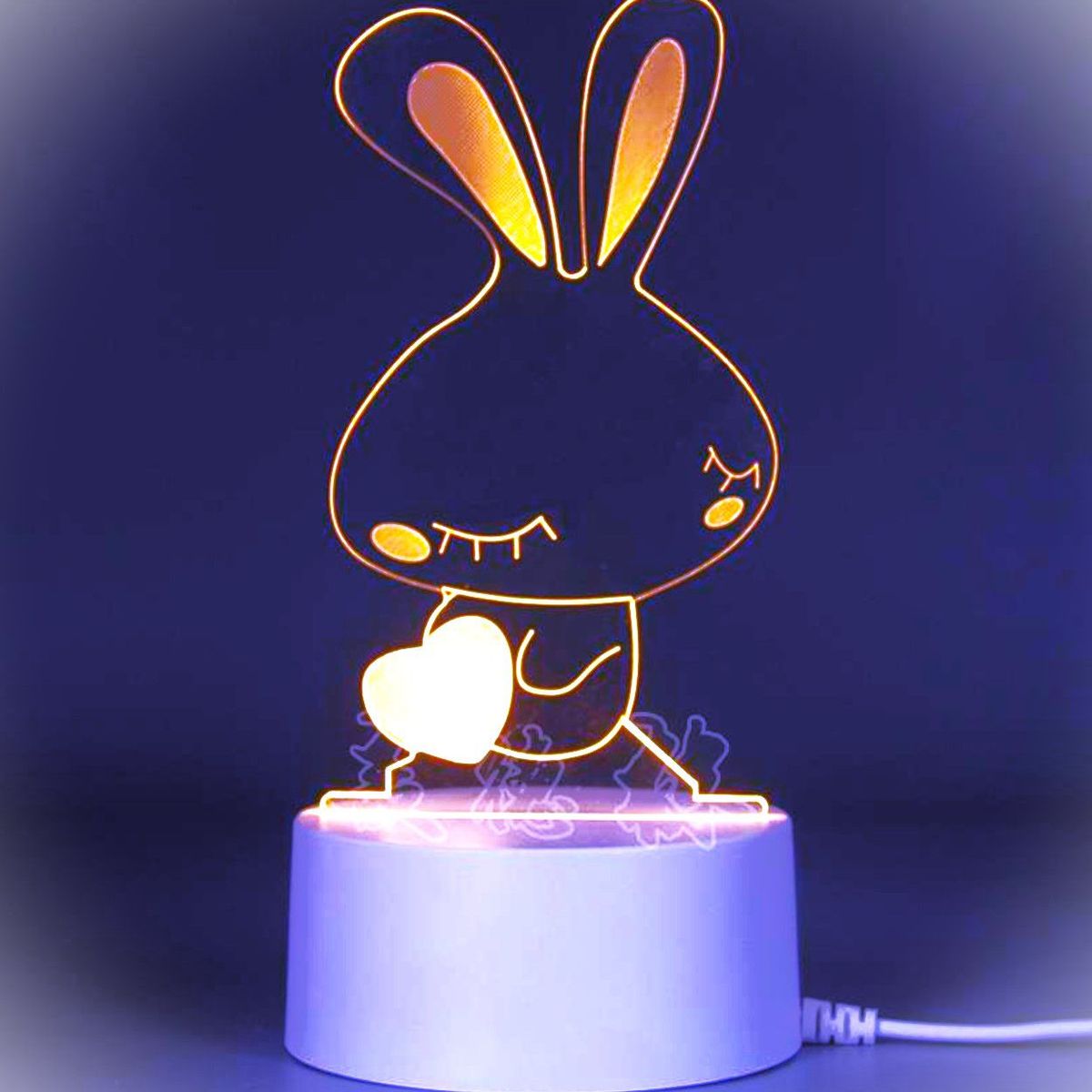 GENERICO - REGALO - LAMPARA 3D SIETE COLORES CON CAJA PARA PILAS Y CABLE USB