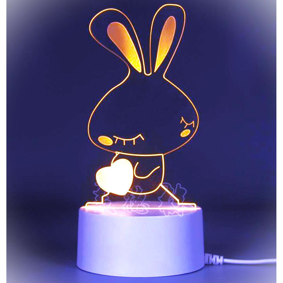 GENERICO - REGALO - LAMPARA 3D SIETE COLORES CON CAJA PARA PILAS Y CABLE USB